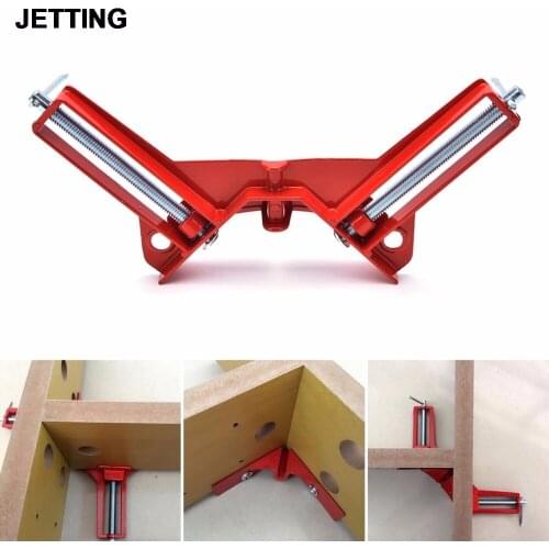 Red Adjustable Jaws 90 Degree Right Angle Clip Aluminum Picture Frame Corner Clamp Woodworking Hand Tool Kit