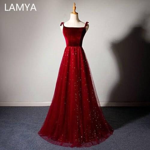 LAMYA Simple Spaghetti Strap Evening Dresses Plus Size Velour Formal Party Dress Women Long Evening Gown Robe De Soiree
