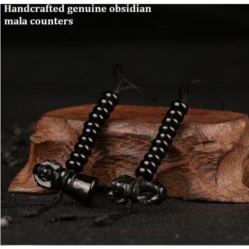 Handmade Natural Obsidian Tibetan Mala Counters Buddhist Prayer Rosary Beads Counters Buddhist Mala Counters