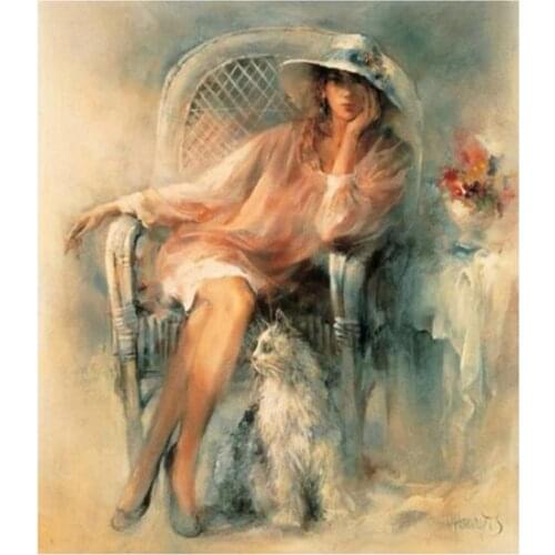 Needlework Crafts 14CT Unprinted Embroidery French Quality Counted Cross Stitch Kit Set Oil Painting fantasy Beauty Patterns