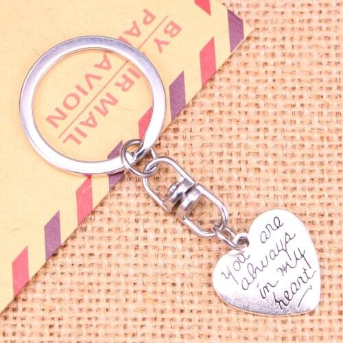 New Fashion Keychain 20x21mm heart always Pendants DIY Men Jewelry Car Key Chain Ring Holder Souvenir For Gift