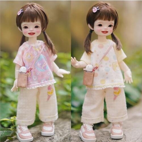 BJD doll clothes 6 points YOSD doll clothes accessories cartoon T-shirt shirt short sleeve shorts pants
