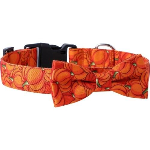 Bonzerpet Dog Collar Bowknot Adjustable Safety Buckle Tie Cat Collar Hallowmas Pumpkin Spider Necklace pet collars M 2.5x50cm