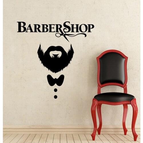 Barber Shop Wall Stickers Vinyl Scissors Mustache Haircut Wall Decal Interior Hairdresser Removable Man Beauty Salon DecorSYY816