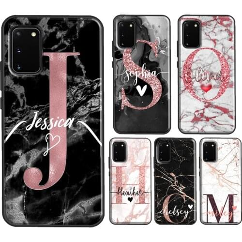 PERSONALISED Name Initials Rose Gold Case For Samsung S10 S20 Plus S8 S9 S10e Cover For Galaxy Note 20 Ultra 8 9 Note 10 Lite
