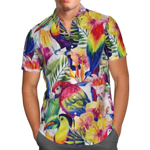 Beautiful Parrot 3D Beach Hawaiian 2021 Summer Shirt Short Sleeve Shirt Streetwear Oversized 5XL Camisa Social Chemise Homme