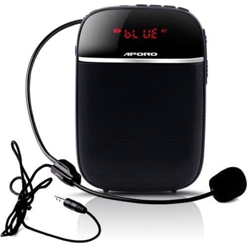 Portable Voice Amplifier for Teachers with Wired Microphone Headset Waistband Rechargeable BT Speaker with Music FM TF Card