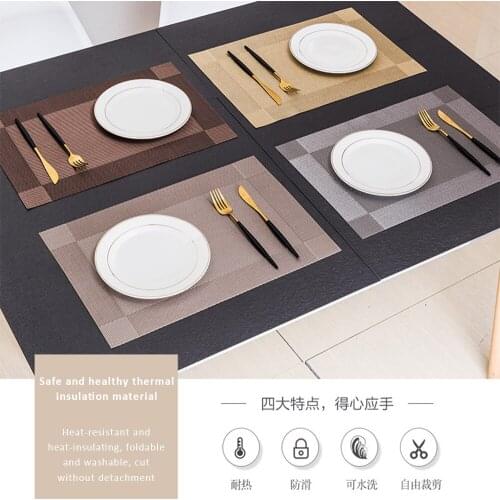 PVC Table Cloth Placemats Washable Pad Mat Tablemats Slip-Resistant Pad Solid Color Non Slip Western Table Mat