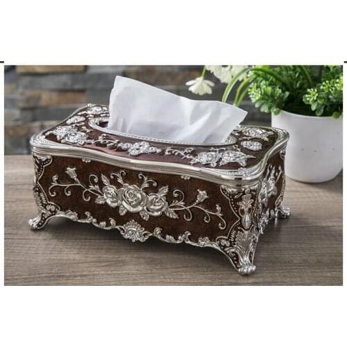 Luxurious European metal Tissue Case Gold Plated Tissue Canister Metal Tissue Box Circular Napkin Holder for home decor ZJH048