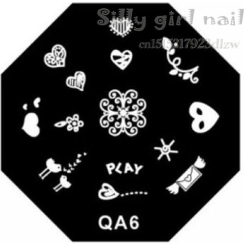 QA series stencil stamping template print imaging plates DIY nail tools Lovely Heart QA 06