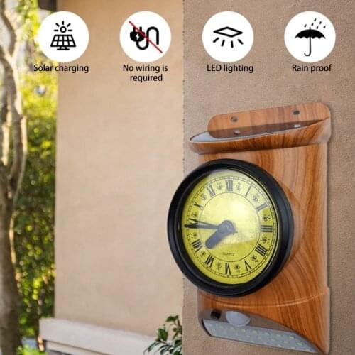 Solar Motion Sensor Lights with Wall Clock Outdoor Waterproof LED Security Outdoor Lights for House Garden Driveway Yard