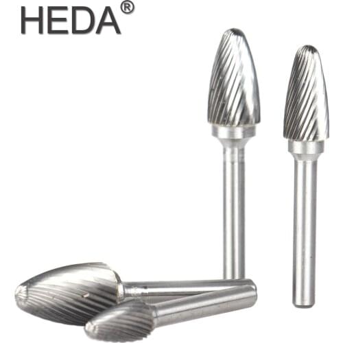 F-type Spiral Groove Single-cut Arc Of Tungsten Carbide Rotary Cutter File Round Shank Burr Bit CNC Engraving For Metal Grinding