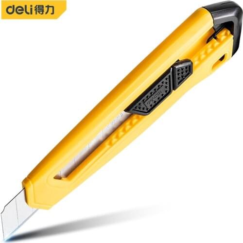 Deli DL018B Utility Knife With Plastic Handle SK5 Blade Plastic Handle Shell Electrician Tools Office Tools Auto Lock Function