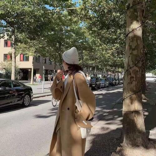 High End Korean Casual Fashion Belt X-Long Wool Coat Women 2019 Winter New Loose Plus Size Double-Sided Woolen Overcoat