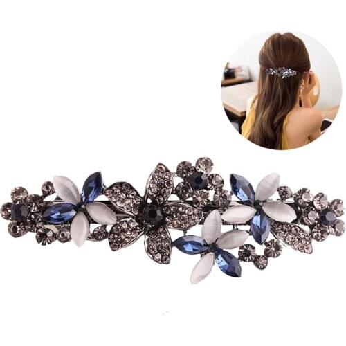 2019 New Fashion Womens Crystal Flower Hairpin Vintage Rhinestone Flower Hair Pin Barrette Hair Clip Hair Styling Accessories
