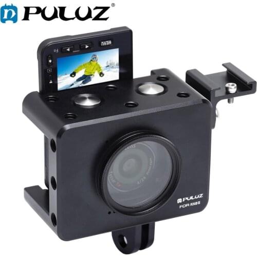 PULUZ Housing Shell CNC Aluminum Alloy Protective Cage &37mm UV Lens&Cold-shoe Base Mount&Screw &Tripod Adapter for Sony RX0 II