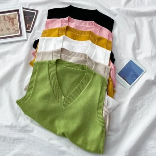 Woman clothes spring and autumn knitted sweater vest waistcoat black vest sweater vest