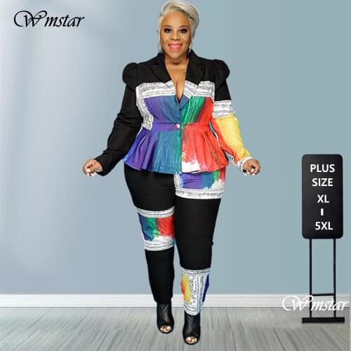 Plus Size 5XL 2 Piece Outfits Women Patchwork Print Matching Set Elastic Waist Top Leggings Fashion Suits Wholesale Dropshipping