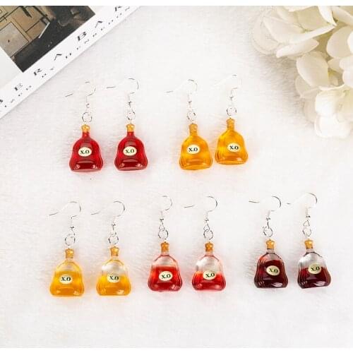 1pair Women Earrings Resin Wine Bottle Drop Earring Multicolor Bottle Simulation Drink Earrings for Children Gift Woman Jewelry