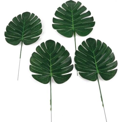 10/12pcs Artificial Tropical Monstera Palm Leaves Simulation Leaf for Hawaiian Theme Party Home Garden Decoration Fake Leaves