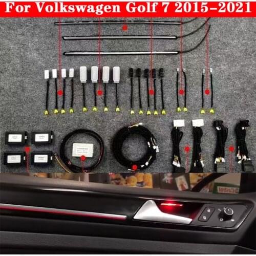 10/30 Colors Set For Volkswagen Golf 7 2015-2021 Button Control Decorative Ambient Light LED Atmosphere Lamp illuminated Strip