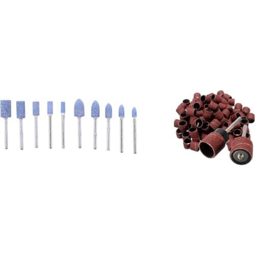 10 Pcs Abrasive Mounted Stone Rotary Tool Grinding Wheel & 100 Pcs Polished Sandpaper Ring Polishing Abrasive Tape