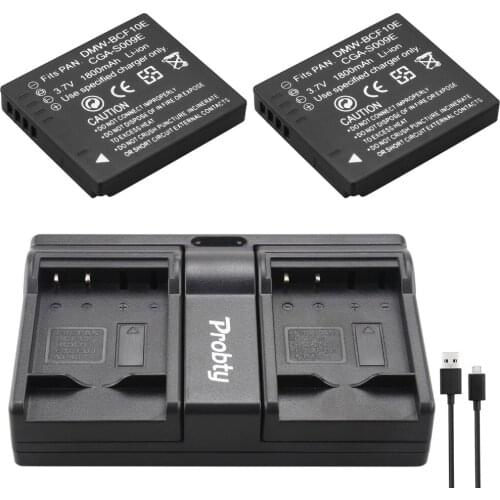 2x Probty DMW-BCF10E DMW BCF10e Cam Battery + USB Dual charger for Panasonic DMC-FS12 FS15 FS25 FS4 FS42 FS6 FS7 FX40 FX48 FH22