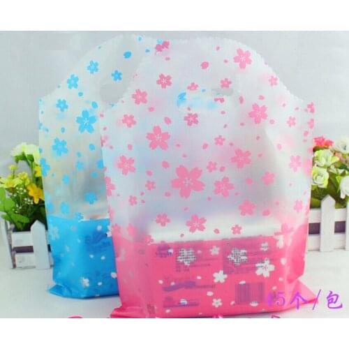 5 sizes 40x52cm small large Pink Shopping Jewelry Packaging Plastic Gift Bag With Handle pink plastic bags Wedding Party