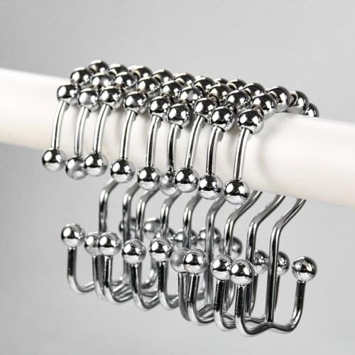 6PC Stainless Steel Shower Curtain Ball Hook "mountain-shaped" Double-sided Curtain Hook Household Kitchen and Bathroom Products