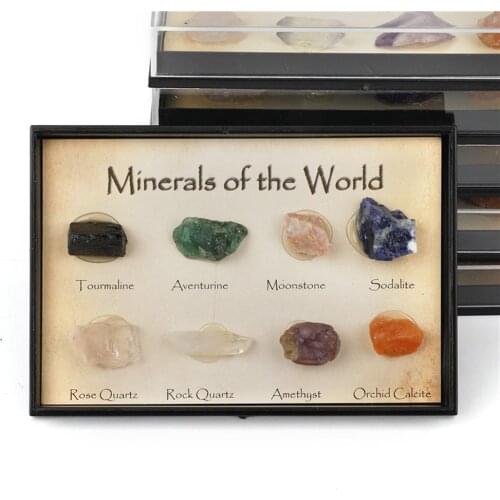 8/12/15 Pcs 1 Box Minerals Of The World Quartz Crystal Mineral Specimen Ore Samples Natural Stone Collectible Raw Gemstones Gift