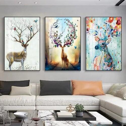 Abstract Graffiti Animals Art Canvas Painting Sika Deer Posters and Prints Wall Art Pictures for Living Room Home Decor No Frame