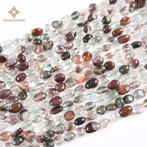 6-8mm Natural Stone Green Phantom Irregular Nuggets Beads For Making DIY Necklace Bracelet Jewelry Accessories