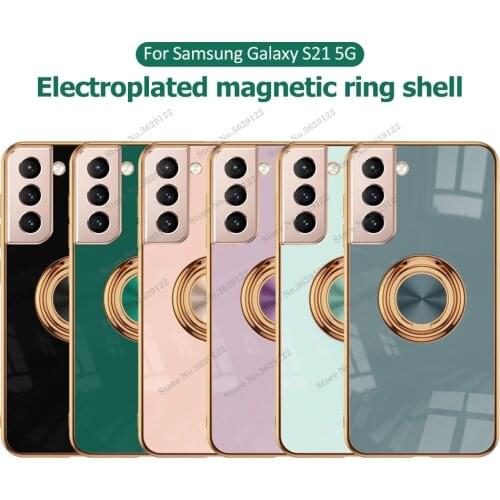 For Samsung Galaxy S21 Ultra Case Magnetic Ring Holder Soft Silicone Cover for Samsung Galaxy S21 Plus 5G Phone Case funda