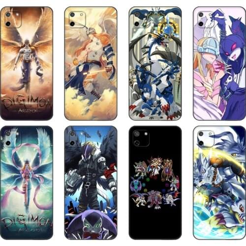 Black tpu Case For OPPO Realme C11 Case For Realme C 11 RealmeC11 Back RMX2185 Case Cover Bumper Japanese Anime Digimon