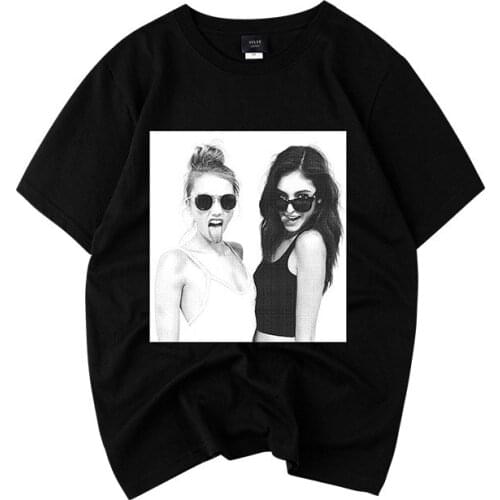 Spring and Summer New Short Sleeve Harakuju T Shirt Women Student Counple Loose O-collar White and Black T-shirts Printed Tee