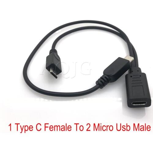 USB-C Y cable USB Type-c Female Connector to Dual Micro usb Male usbc 2.0 Splitter 1 Female to 2 Male Data Charge Extension Cord