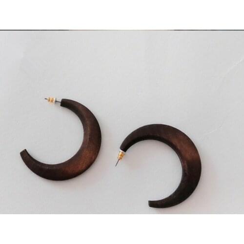 UJBOX Korean Star Wood Earrings 2018 Fashion Moon Design Earrings Geometric Half Round Hoop Earrings Australia E013