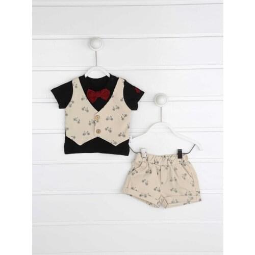 Cream Summer Baby Boy Papyonlu 2 li Suit