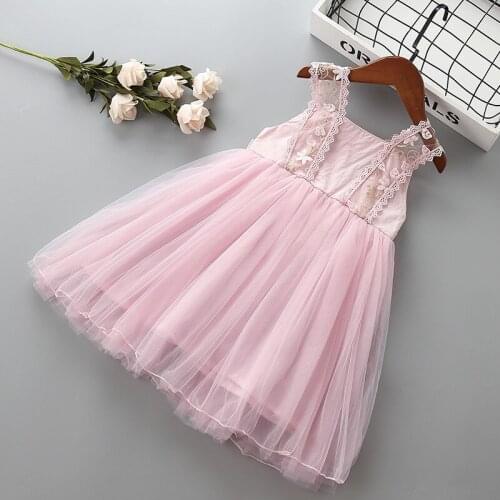Girl flower princess lace dresses Summer children clothing baby girls birthday floral bow knot dress for 2-7 years kids Clothes