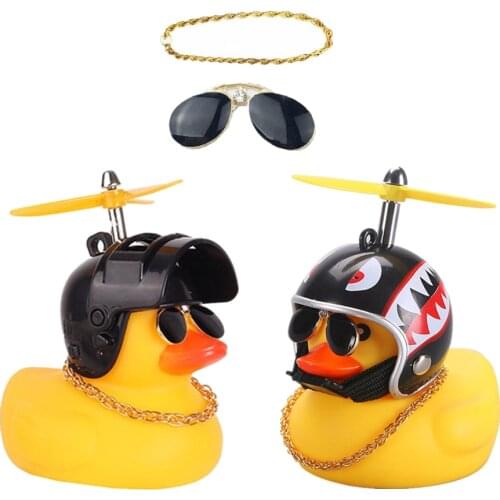 Small Yellow Bike Duck Bicycle Bell Luminous/Normal Airscrew Helmet Duck Ducky Dicycle Wind Motor Riding Cycling Lights Horn