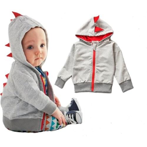 Cute causal baby kids hoodie coat lovely dinosaur style cotton hooded sweatshirt for 1-3yrs bebe little boys girls hoody clothes