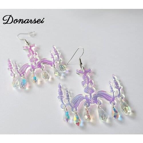 Donarsei Fashion Laser Crystal Chandeliers Drop Earrings For Women Luxurious Reflective Baroque Chandelier Dangle Earrings