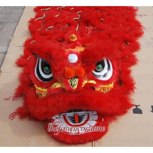 New children red lion costume high qualityLion Dance Costume made of pure wool Southern Lion kid size