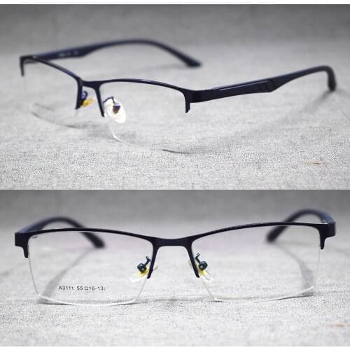 Men TR90 Lightweight Eyeglass Frames Alloy Half Rimless Metal Glasses Optical Brand New Spectacles
