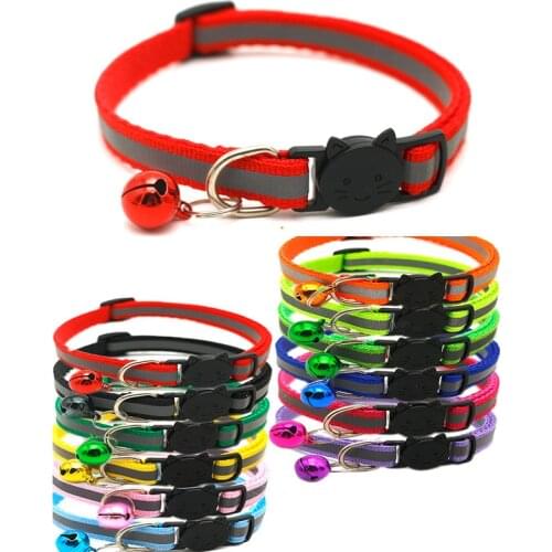 Pet Collar Reflective Pet Bell Collar Adjustable Size Suitable for Cats and Small Dogs Pet Supplies Basic Collars Free Shipping