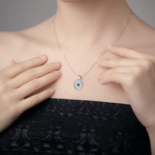 Necklaces Couples Necklace Confession Wild Simple Ring Unisex 2021 New Fashion Sun&moon 100 Languages I Love You Projection