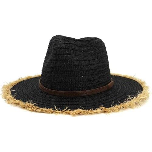 Classics Bohemia Nation Style Wide Brim Vintage Panama Jazz Straw Hat For Men Outdoor Beach Sand Sunshde Sun Caps For Women