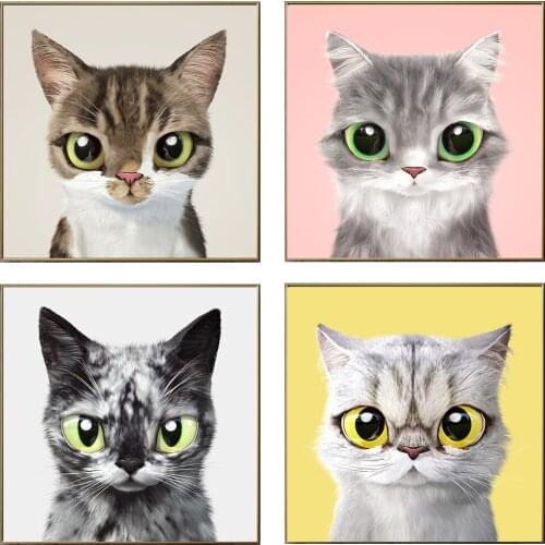Cute Cat Poster Nordic Style Kids Decoration Modern Art Print Wall Pictures for Living Room Canvas Painting Cuadros Decoracion