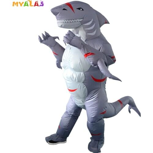 Purim Inflatable Alien Shark Cosplay Costumes Cartoon Men Blow Up Fancy Dress Jumpsuit Holiday Carnival Party Funny Party Adult