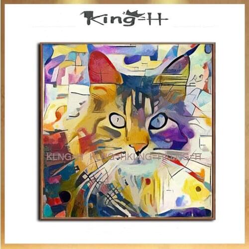 Hand-painted oil painting also little black cat realistic quality of modern home large murals office hall decoration